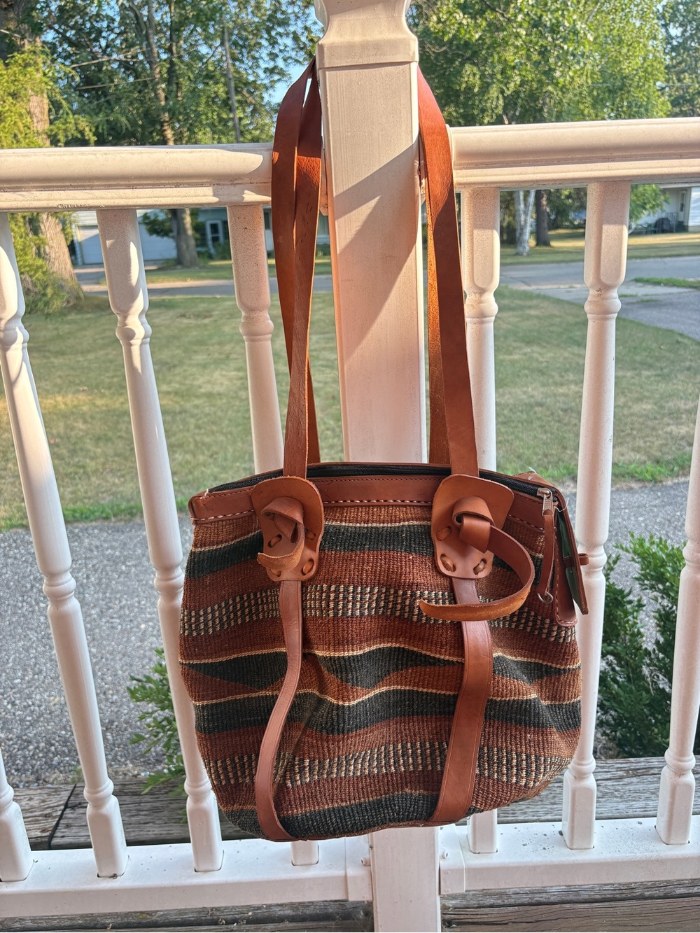 Vintage Leather & Sisal travel bag